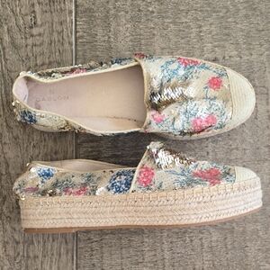 Sequin Floral Espadrille Flats